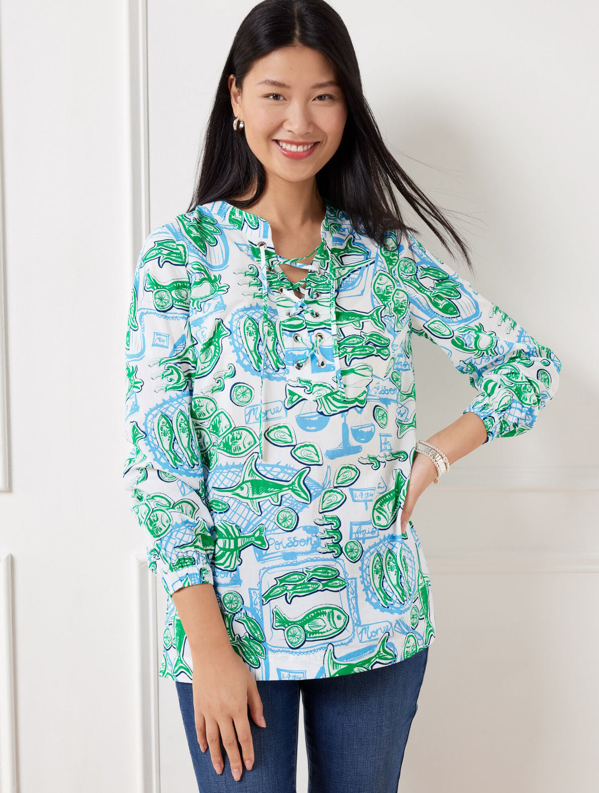 LACE-UP TUNIC - FISH MARKET | Talbots discount
