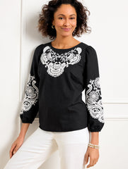 EMBROIDERED LINEN COTTON TOP | Talbots near me