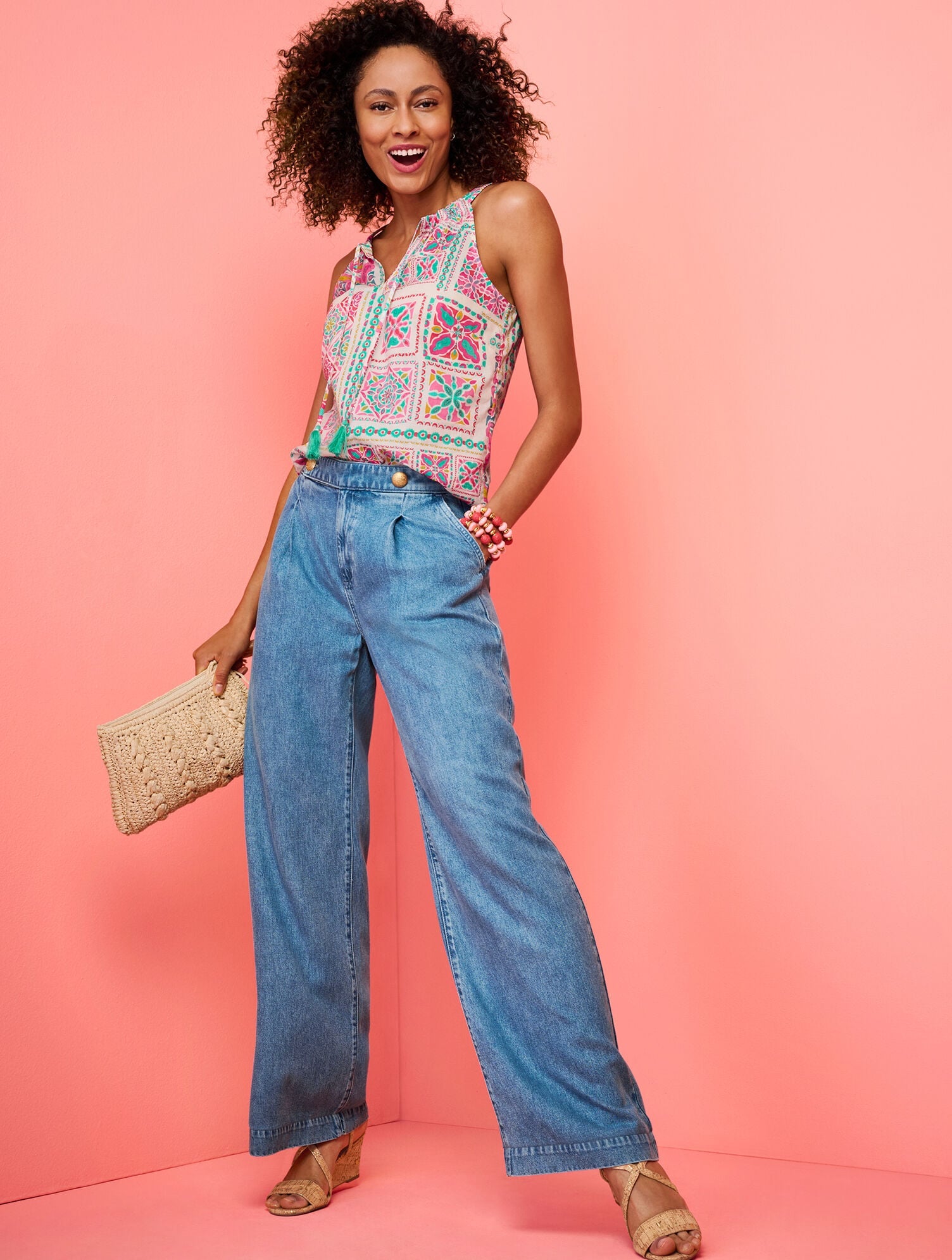 TIE FRONT HALTER TOP - PAINTERLY TILES | Talbots sale