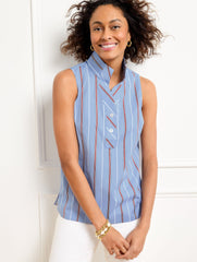 SLEEVELESS NON-IRON POPOVER - AMAZING STRIPE | Talbots discount