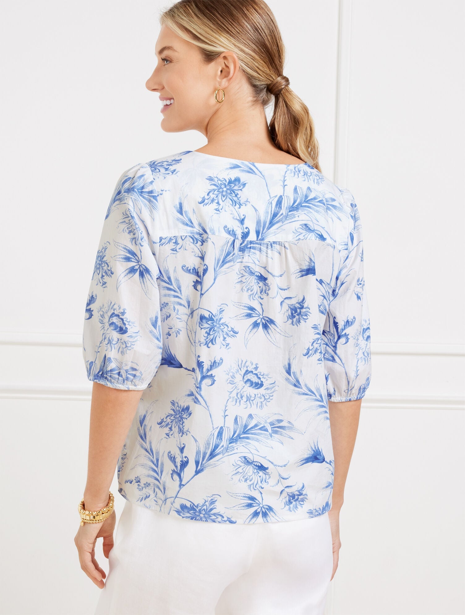 TIE FRONT TOP - OCEAN FLORA | Talbots on sale