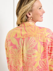 LINEN SHORT SHIRT - WATERCOLOR BOTANICAL | Talbots outlet