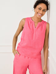 LINEN BAND COLLAR SHELL | Talbots near me