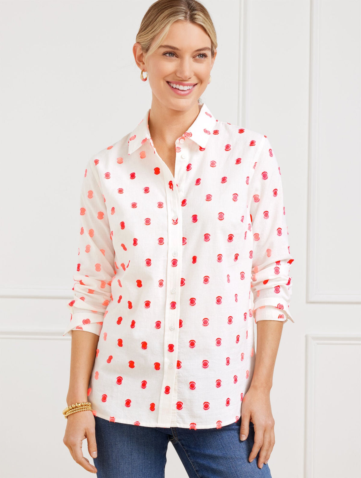 MODERN CLASSIC SHIRT - BIRDS EYE JACQUARD | Talbots US