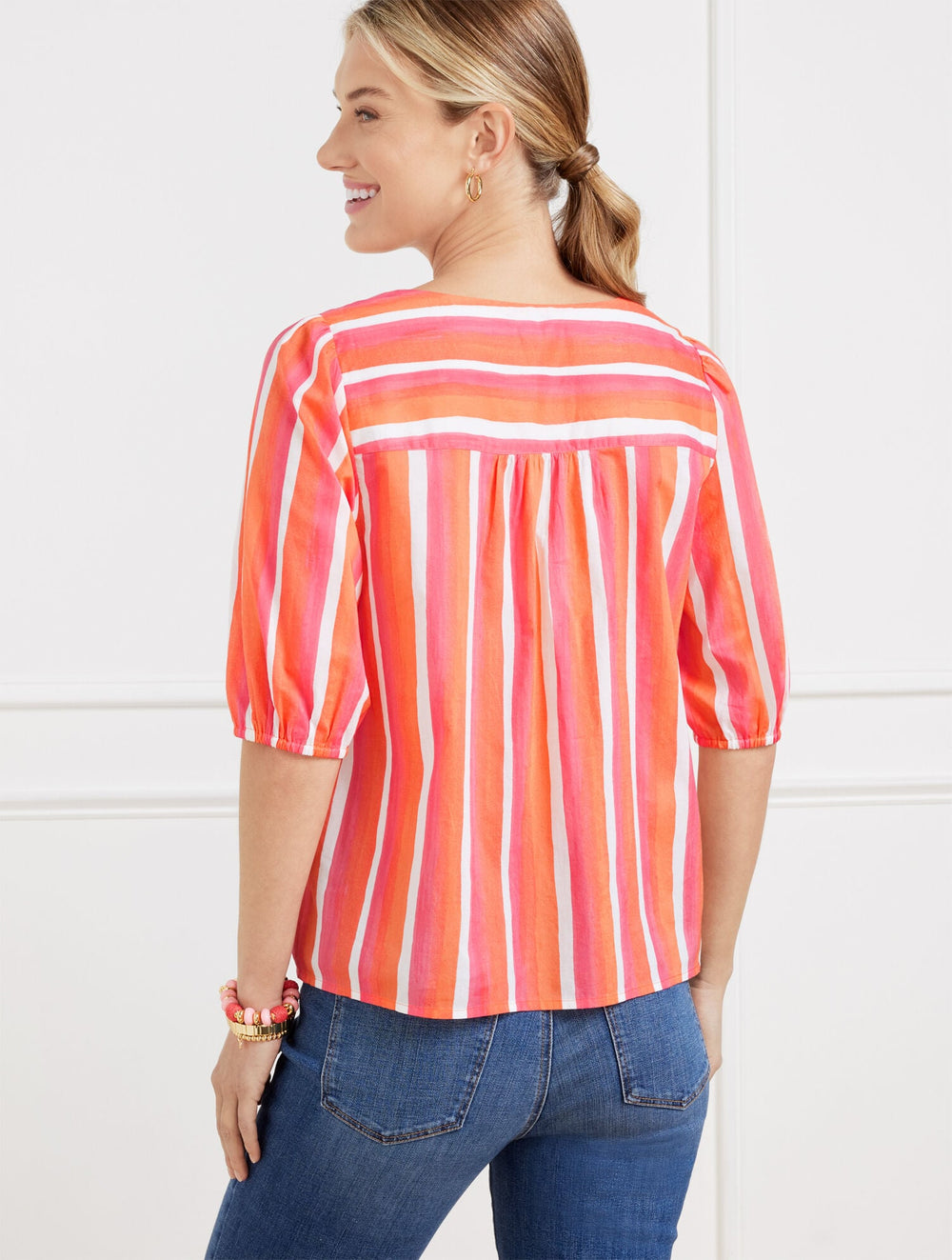 TIE FRONT TOP - PAINTED STRIPE | Talbots on sale