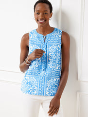 TIE NECK SHELL - PLACED MEDALLION | Talbots discount