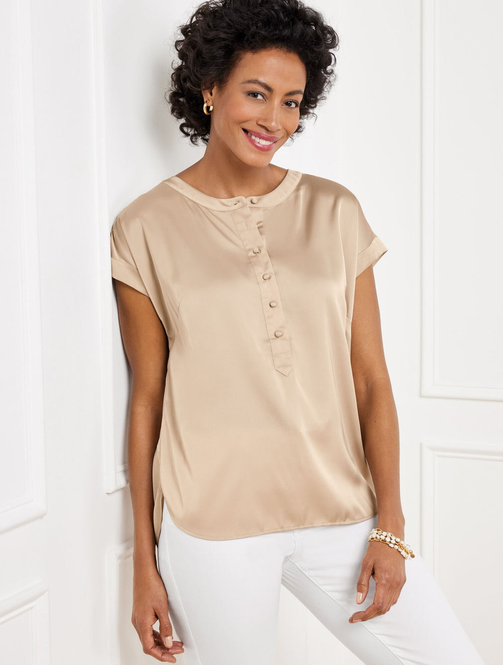 SOFT SATIN CHARMEUSE TOP | Talbots for sale