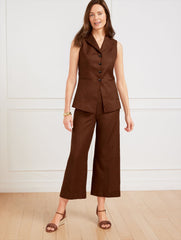 WIDE CROP LINEN BLEND PANTS | Talbots for sale