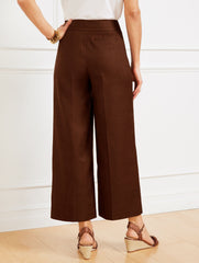 WIDE CROP LINEN BLEND PANTS | Talbots sale
