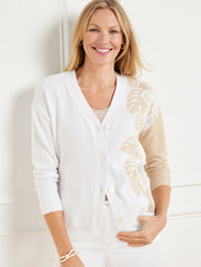 V-NECK CARDIGAN - PLACED PALMS | Talbots discount