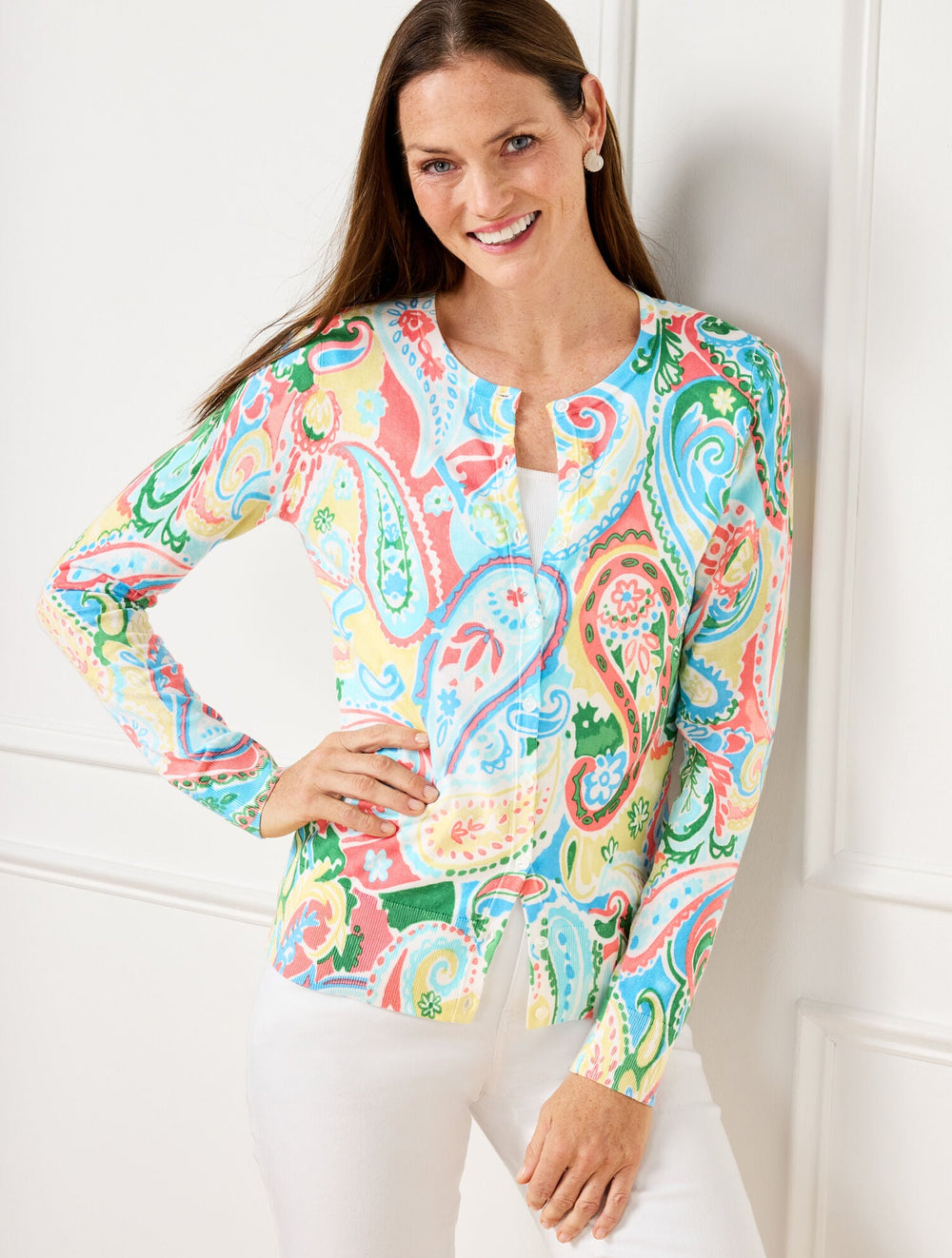 CHARMING CARDIGAN - VIBRANT PAISLEY | Talbots on sale