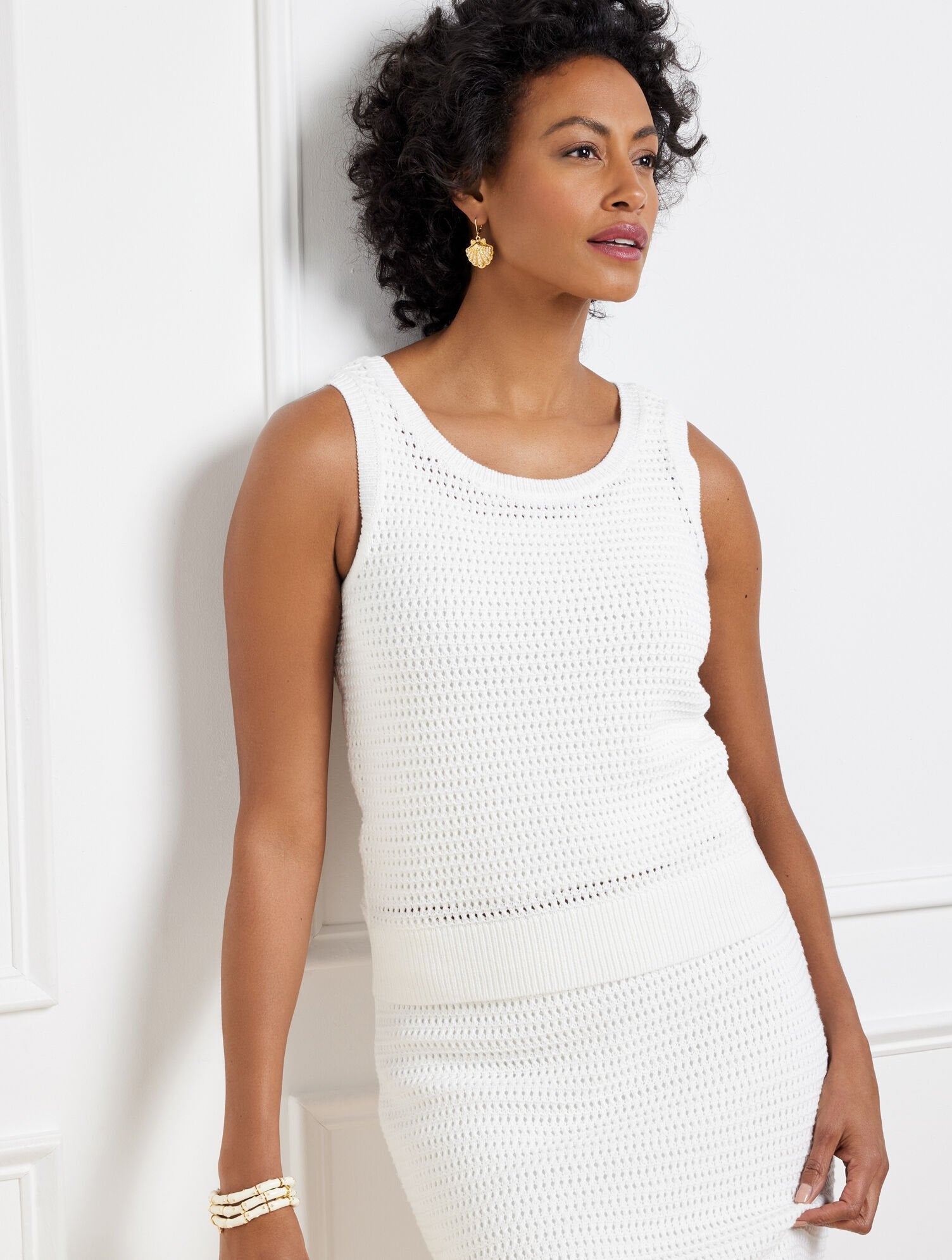 CROCHET POINTELLE SCOOP NECK SHELL | Talbots sale
