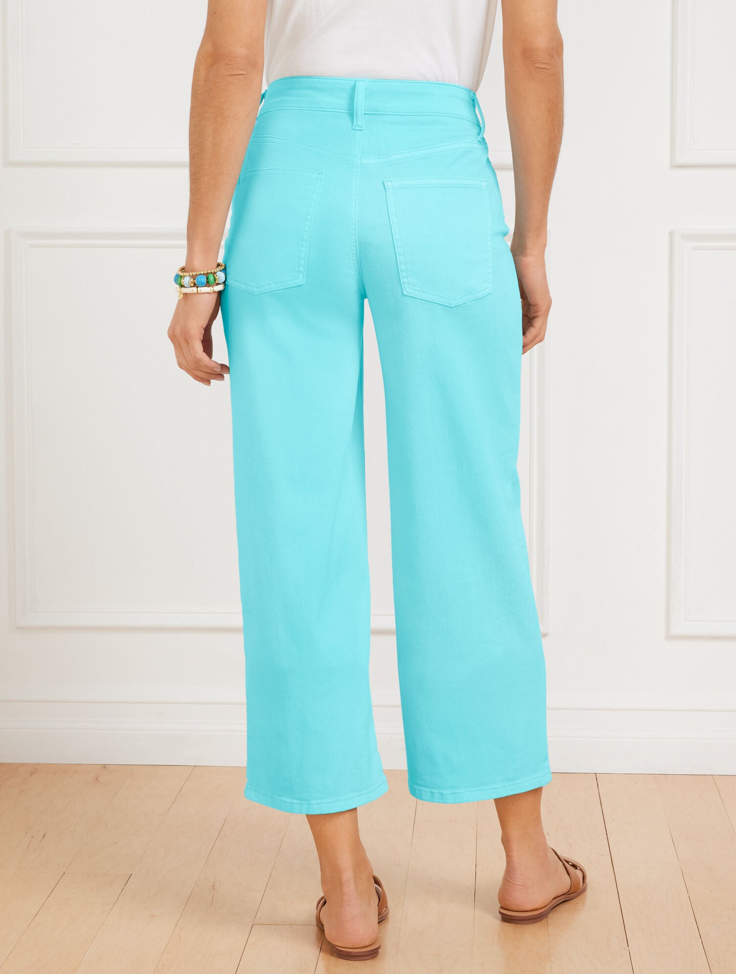 HIGH WAIST WIDE CROP JEANS - VIVID TURQUOISE | Talbots online