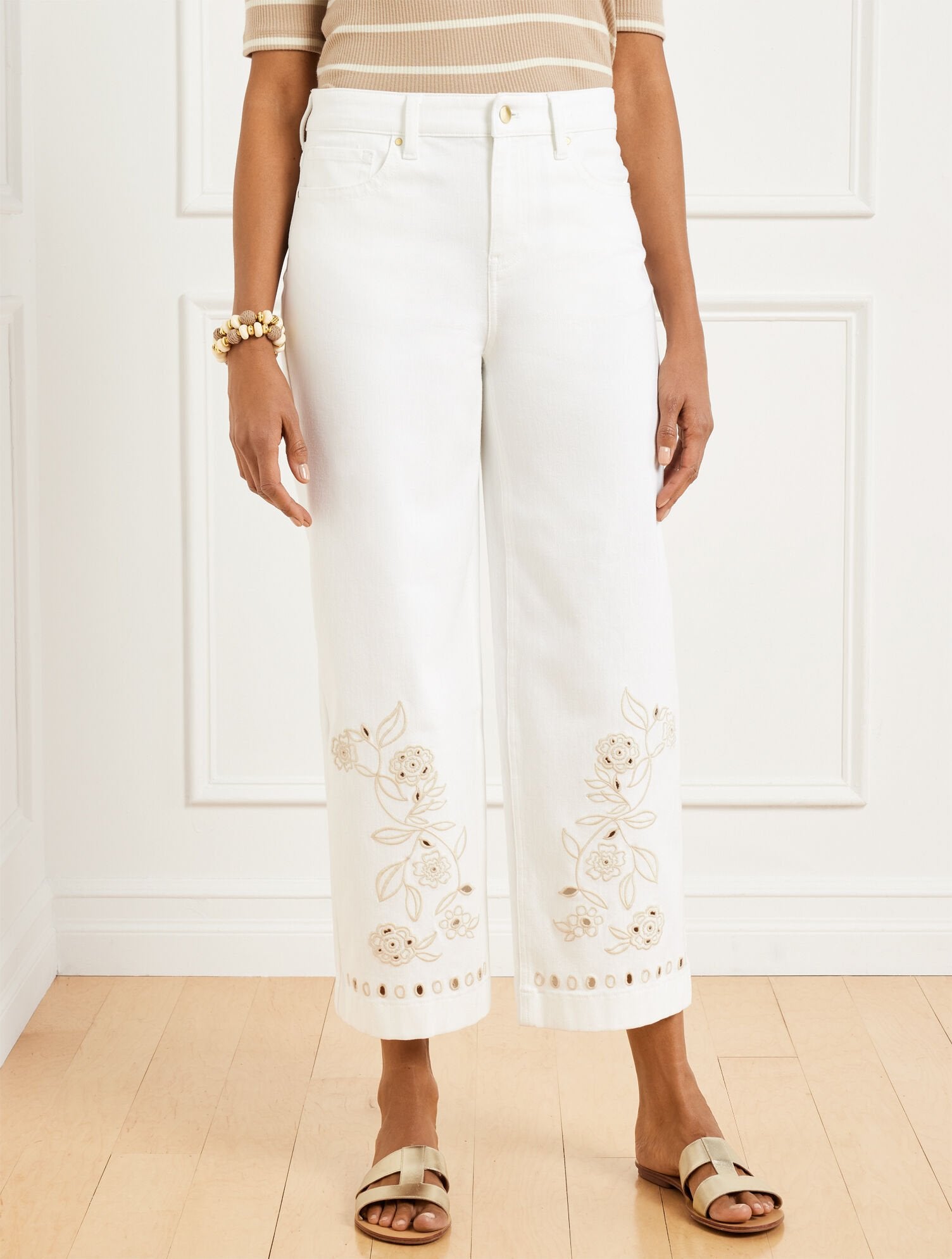 HIGH WAIST WIDE CROP EMBROIDERED JEANS | Talbots near me