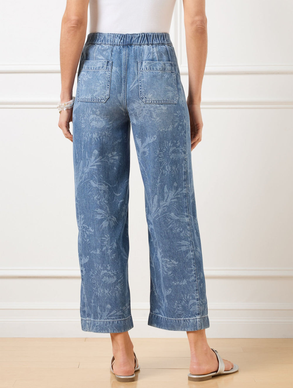 WIDE CROP JEANS - OCEAN FLORA | Talbots sale