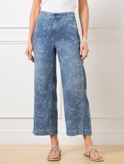 WIDE CROP JEANS - OCEAN FLORA | Talbots sale
