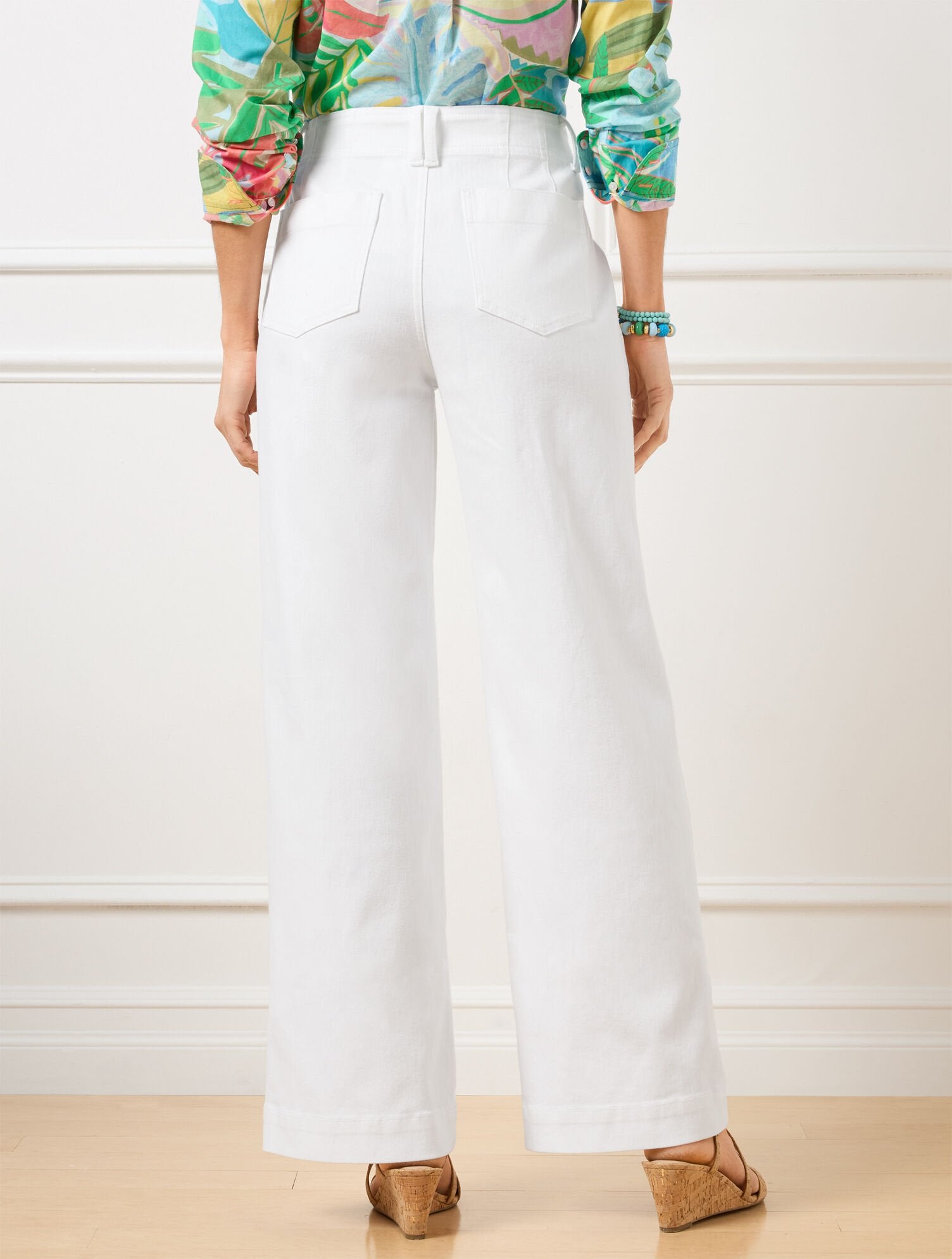 RELAXED TROUSER LEG JEANS - WHITE | Talbots online
