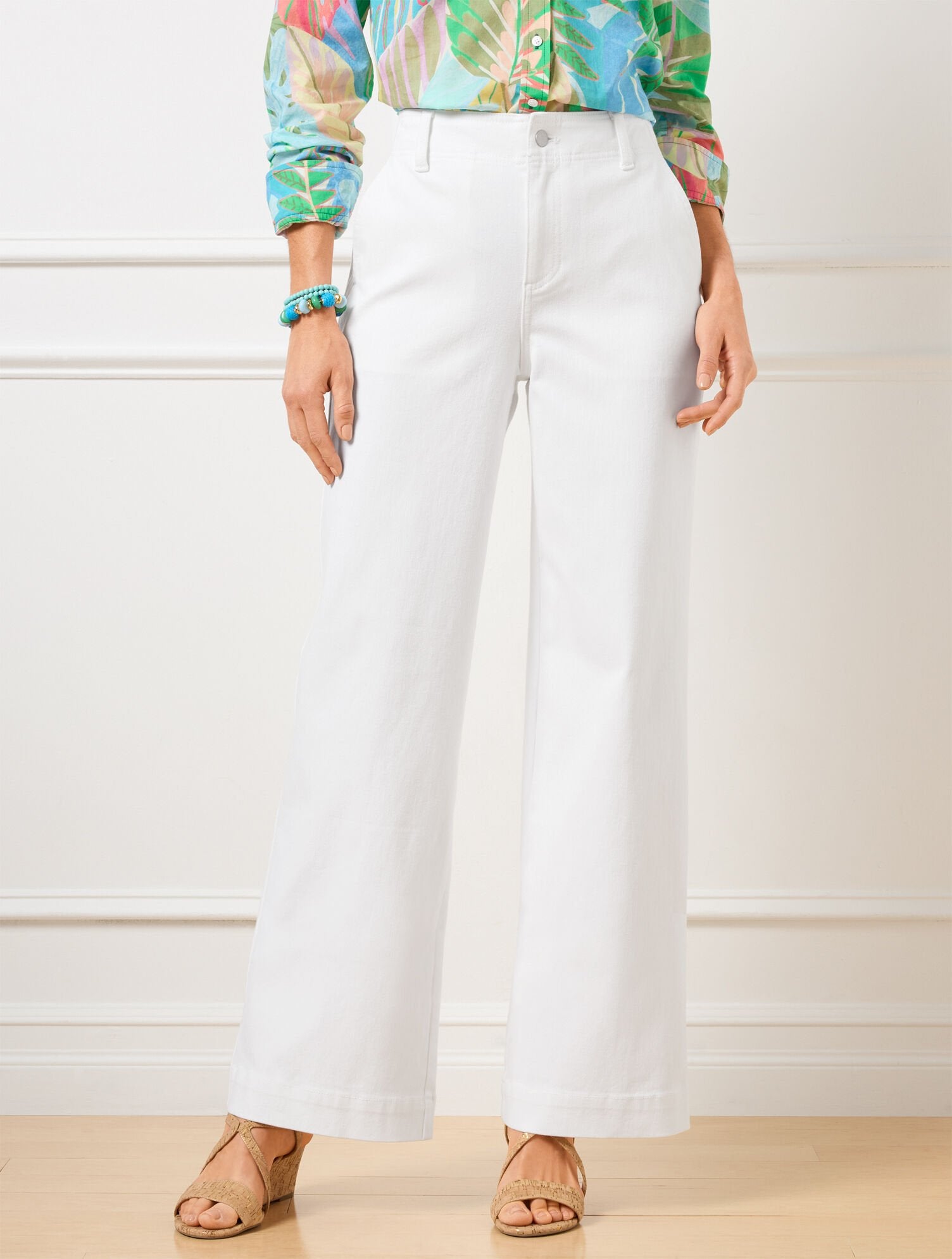 RELAXED TROUSER LEG JEANS - WHITE | Talbots online