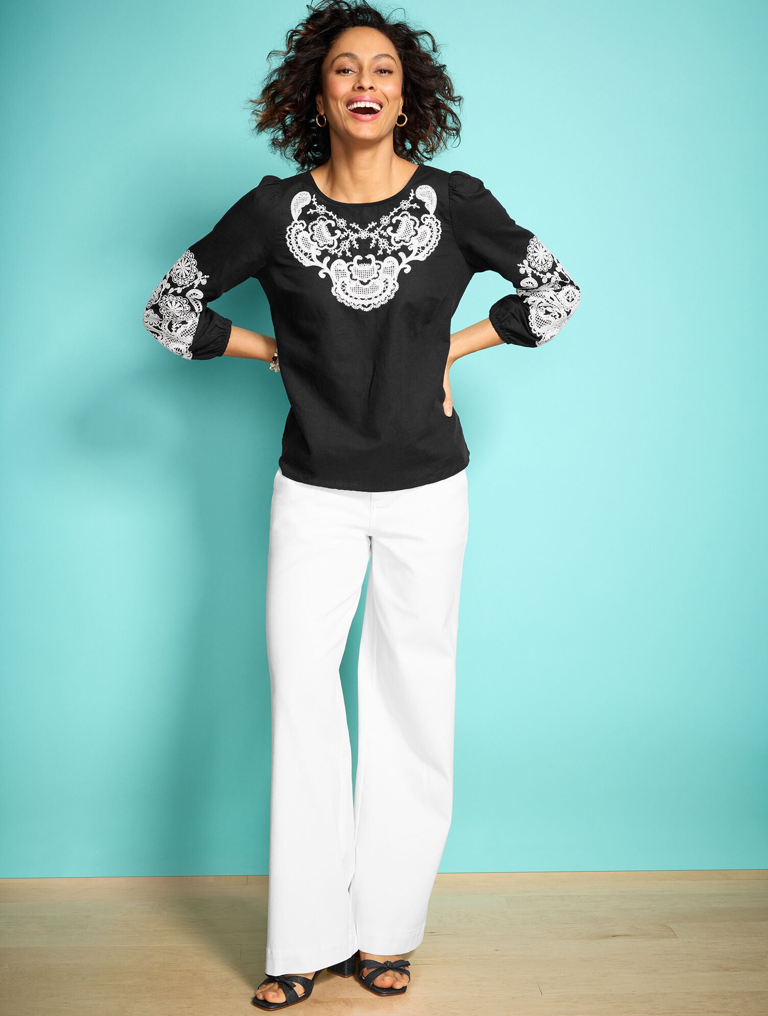 RELAXED TROUSER LEG JEANS - WHITE | Talbots online