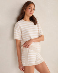 ORGANIC COTTON CROCHET STRIPE SHORTS | Talbots discount