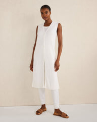 ORGANIC COTTON LINEAR STITCH DUSTER | Talbots discount