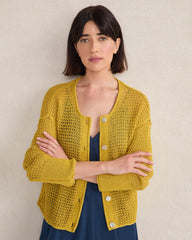 ORGANIC COTTON LINEN OPEN STITCH CARDIGAN | Talbots for sale