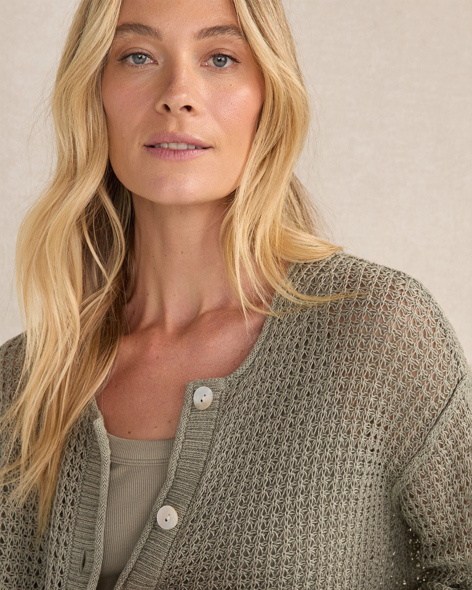 ORGANIC COTTON LINEN OPEN STITCH CARDIGAN | Talbots for sale