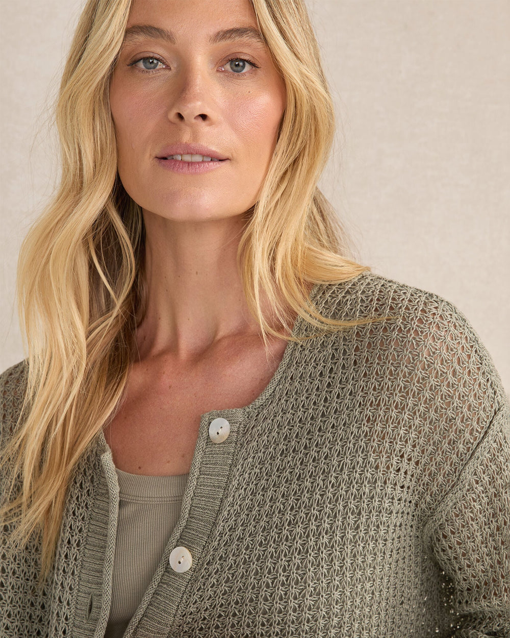 ORGANIC COTTON LINEN OPEN STITCH CARDIGAN | Talbots for sale