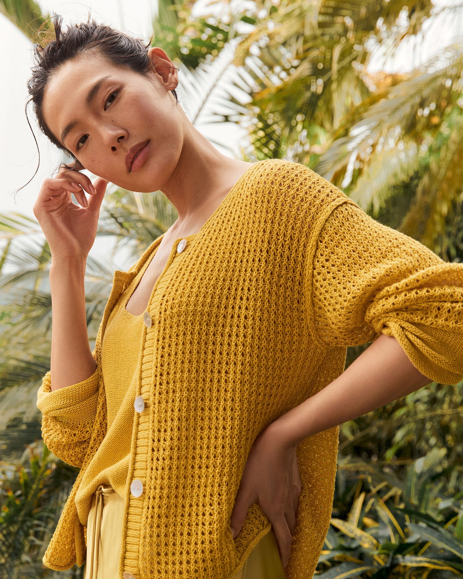 ORGANIC COTTON LINEN OPEN STITCH CARDIGAN | Talbots for sale
