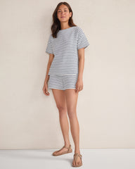 COTTON BLEND TEXTURED STRIPE SHORTS | Talbots online