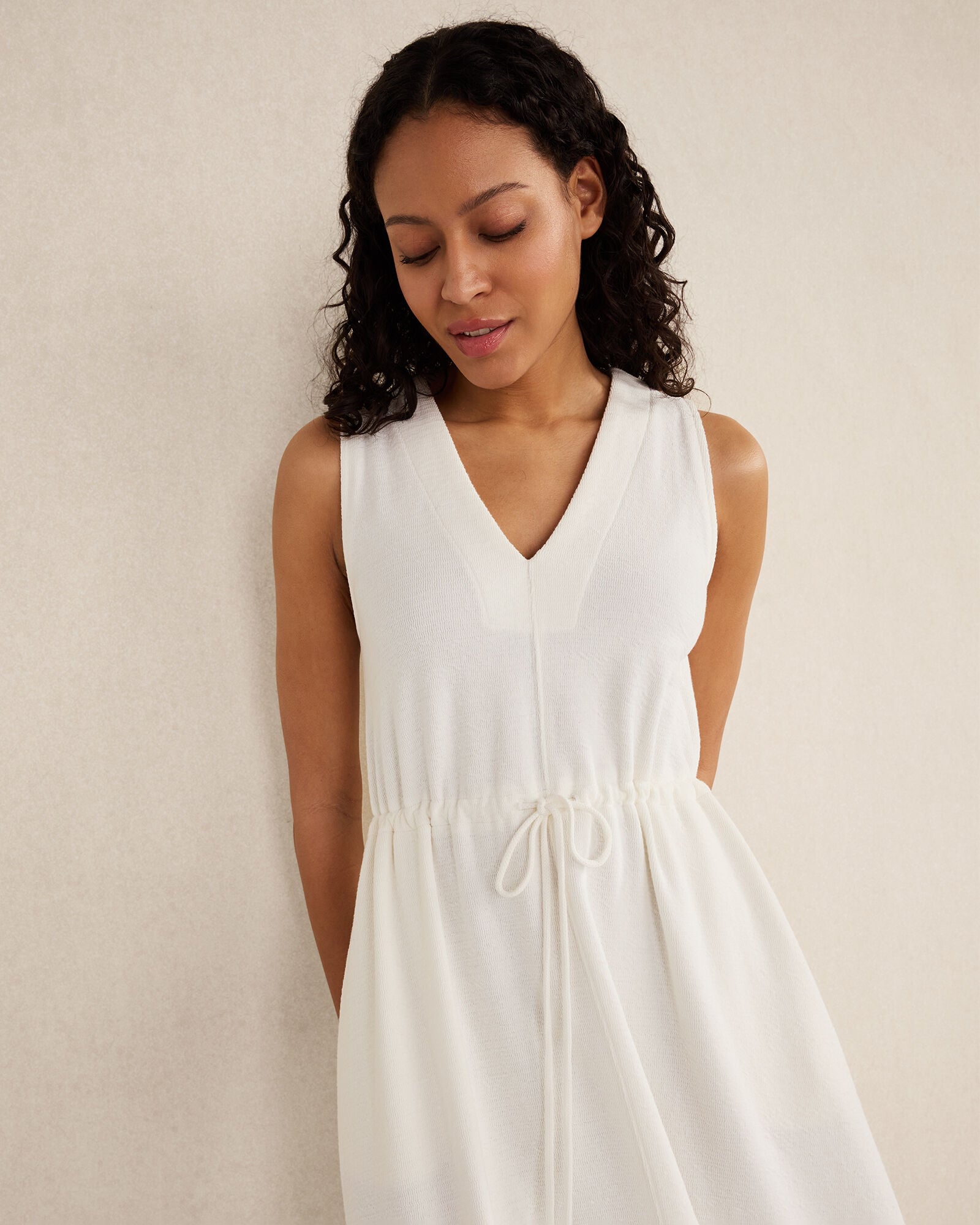 COTTON BLEND TEXTURED MIDI DRESS | Talbots for sale