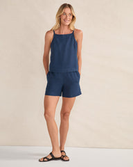LINEN SQUARE NECK TANK TOP | Talbots outlet