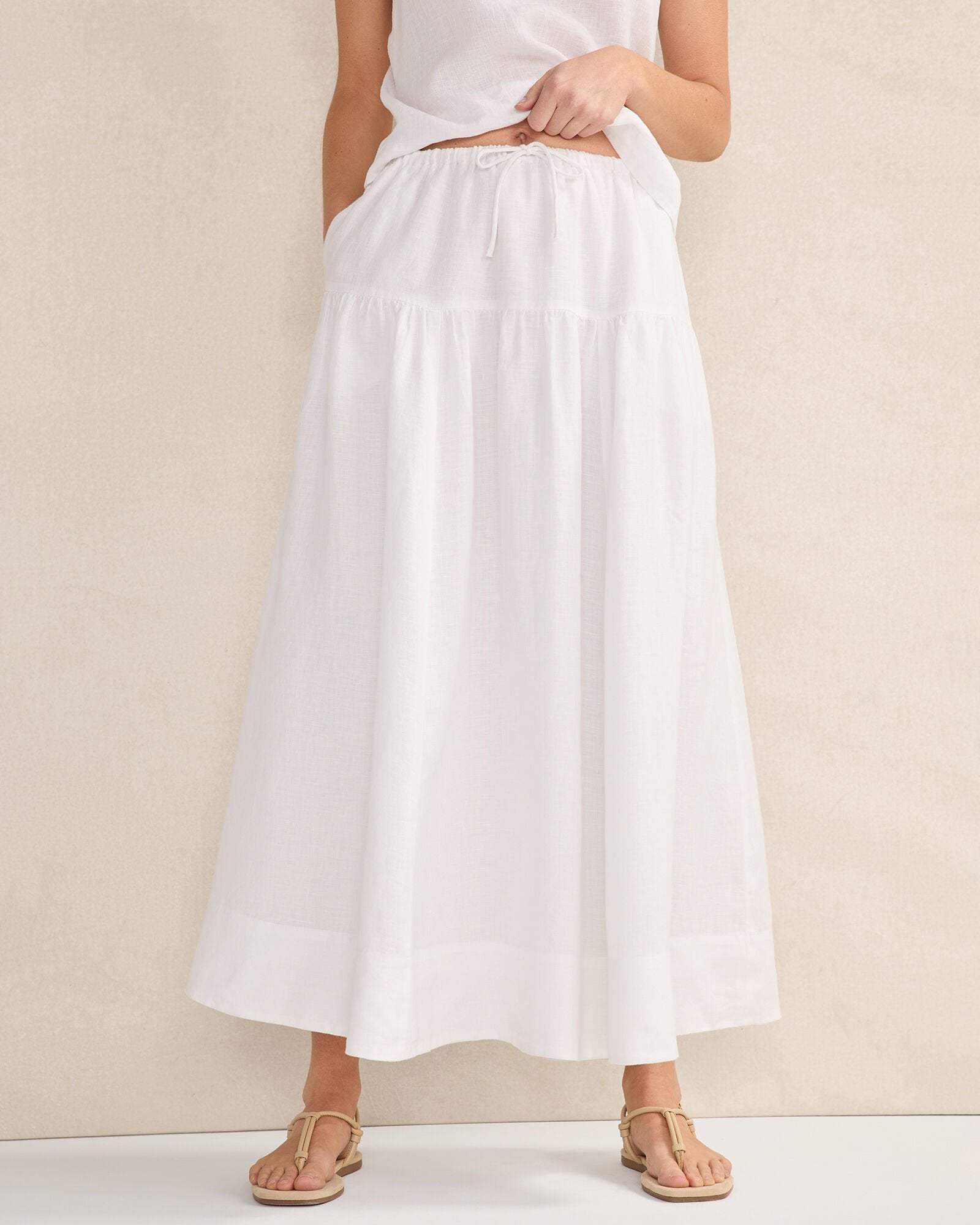 LINEN TIERED MAXI SKIRT | Talbots US