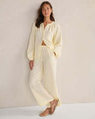ORGANIC COTTON GAUZE STRAIGHT LEG PANTS | Talbots outlet
