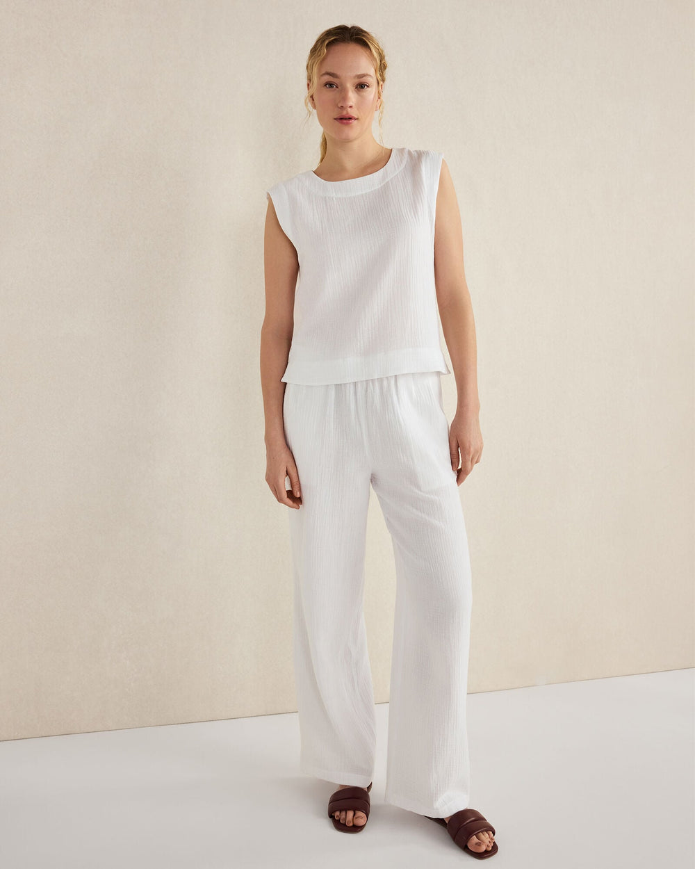 ORGANIC COTTON GAUZE TANK TOP | Talbots outlet