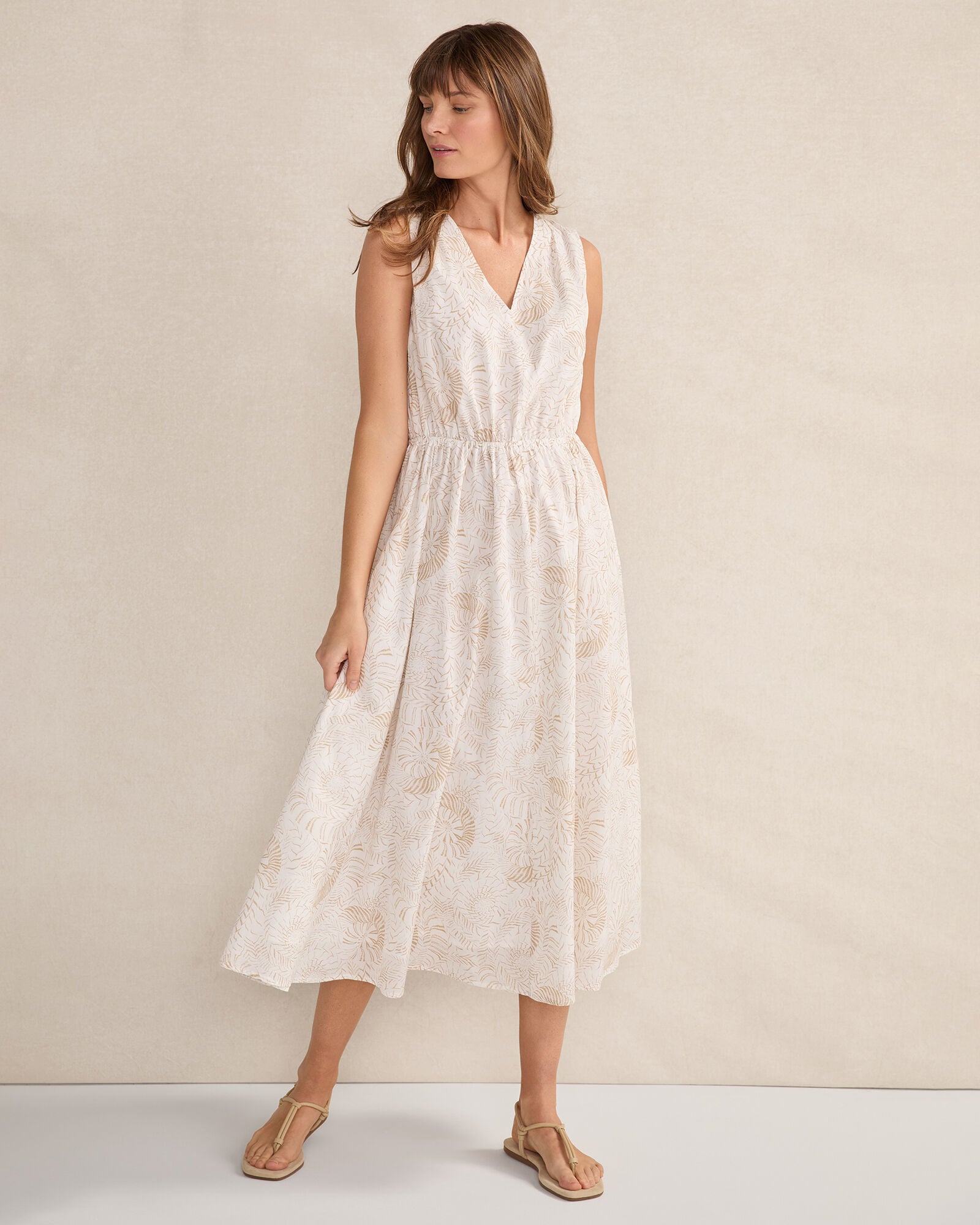 COTTON VOILE BLEND SHELL MIDI DRESS | Talbots outlet