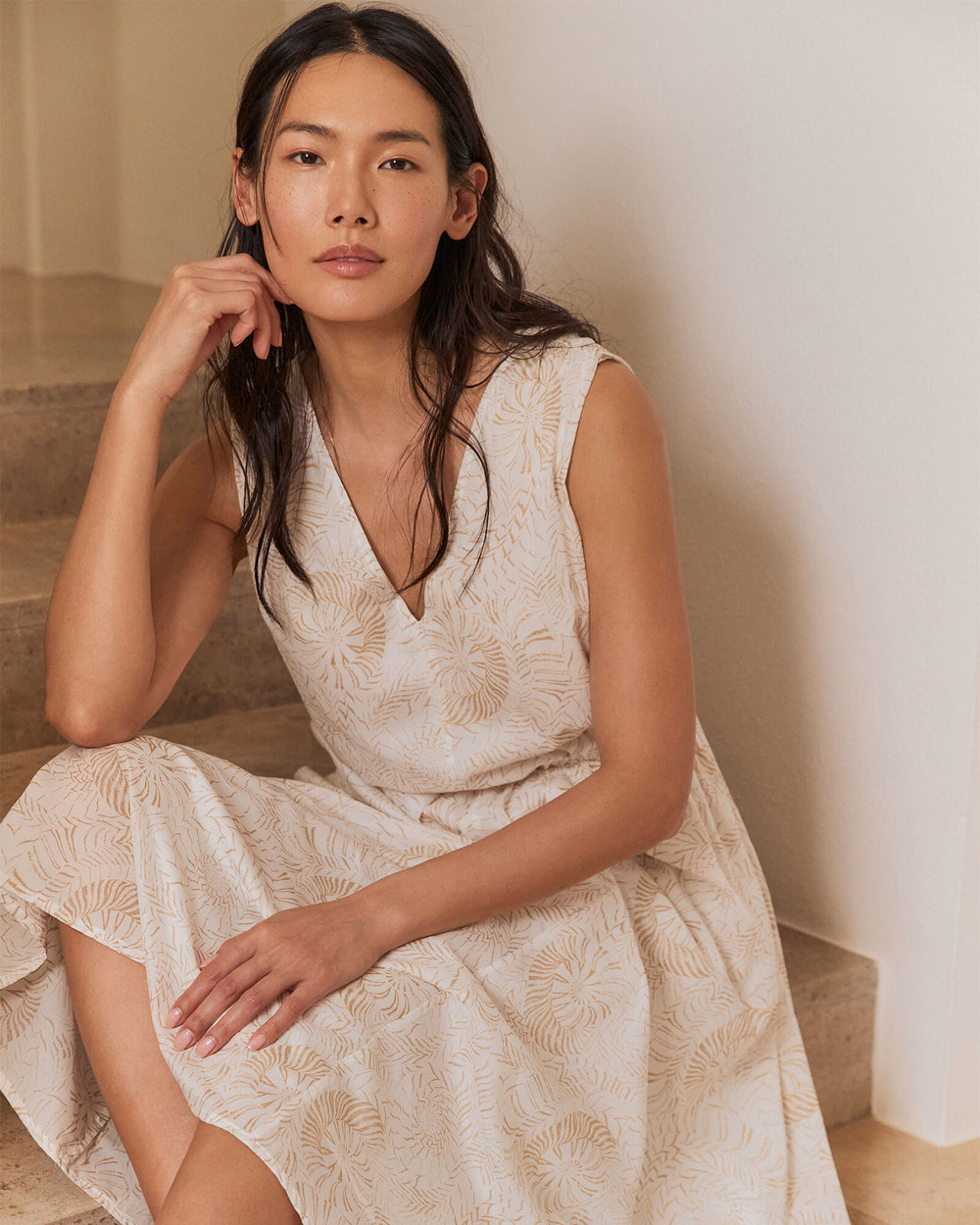 COTTON VOILE BLEND SHELL MIDI DRESS | Talbots outlet