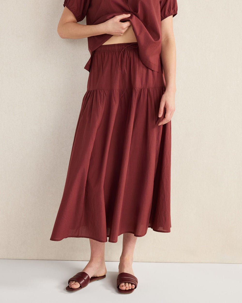COTTON VOILE BLEND DROP WAIST MIDI SKIRT | Talbots for sale