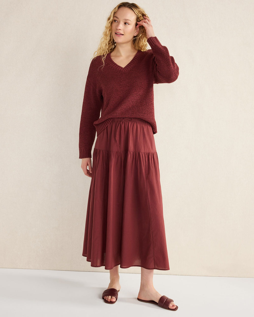 COTTON VOILE BLEND DROP WAIST MIDI SKIRT | Talbots for sale