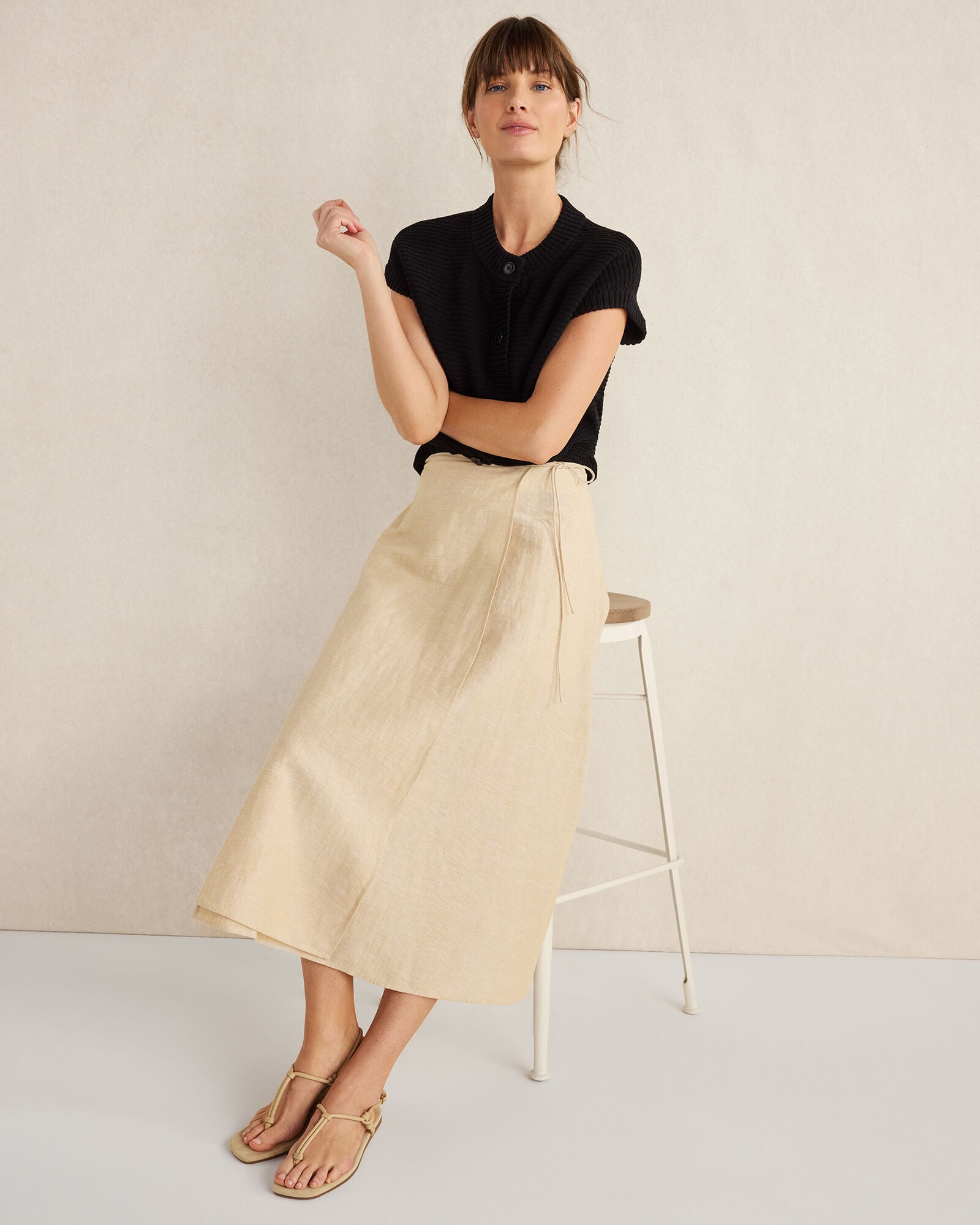 ORGANIC COTTON LINEN WRAP SKIRT | Talbots near me