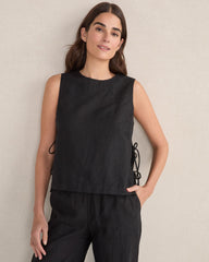 ORGANIC COTTON LINEN SIDE TIE TANK | Talbots online