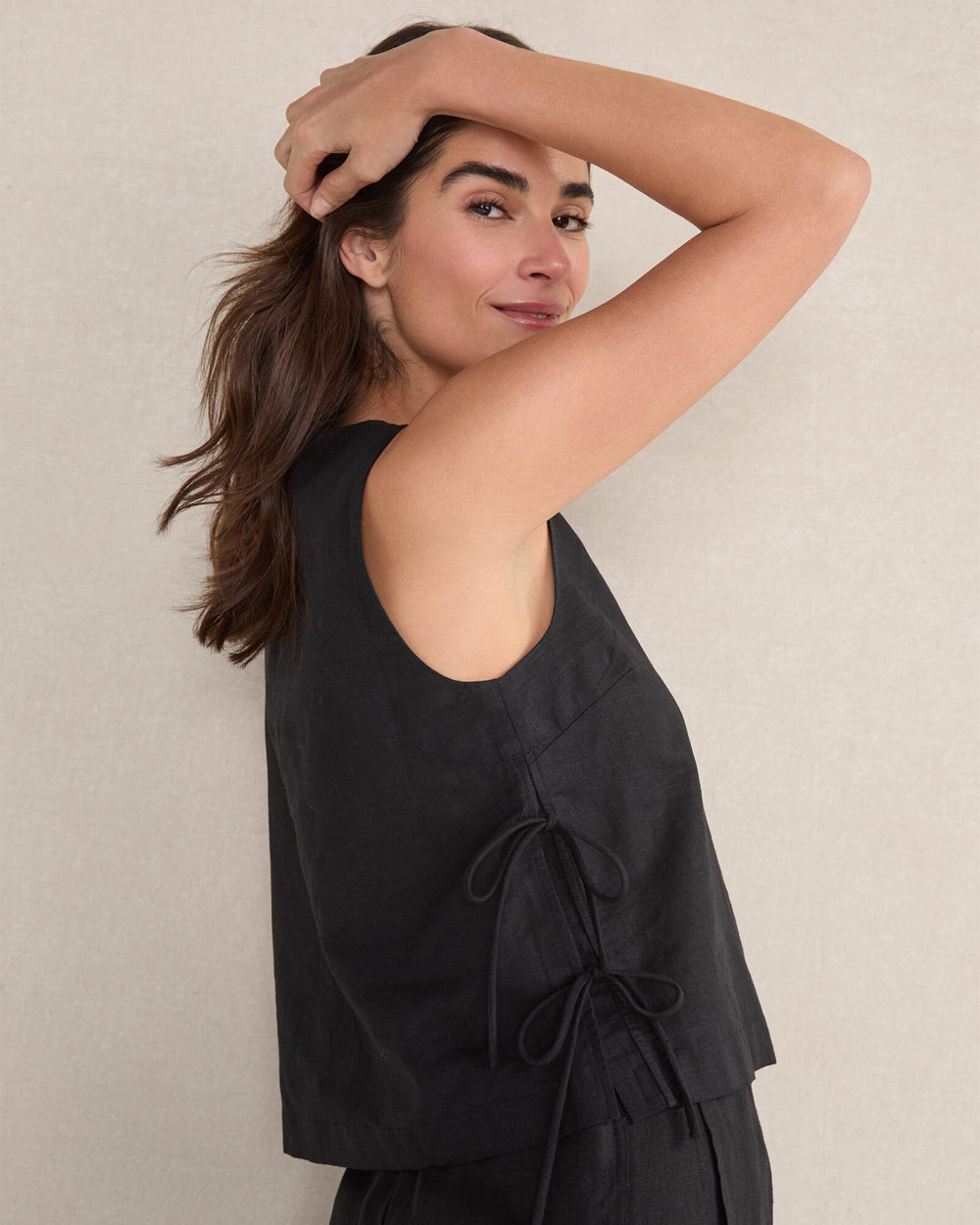 ORGANIC COTTON LINEN SIDE TIE TANK | Talbots online
