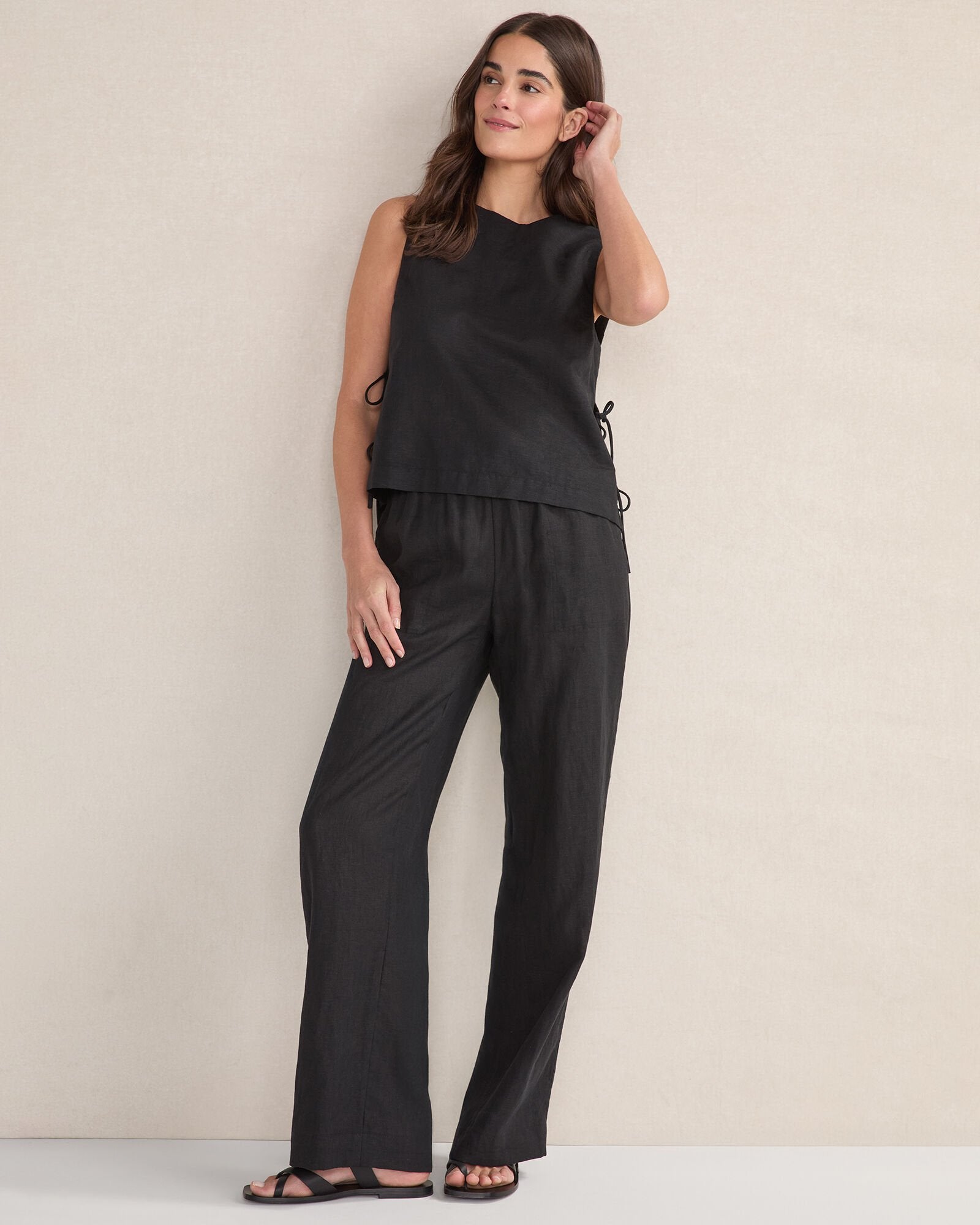 ORGANIC COTTON LINEN SIDE TIE TANK | Talbots online