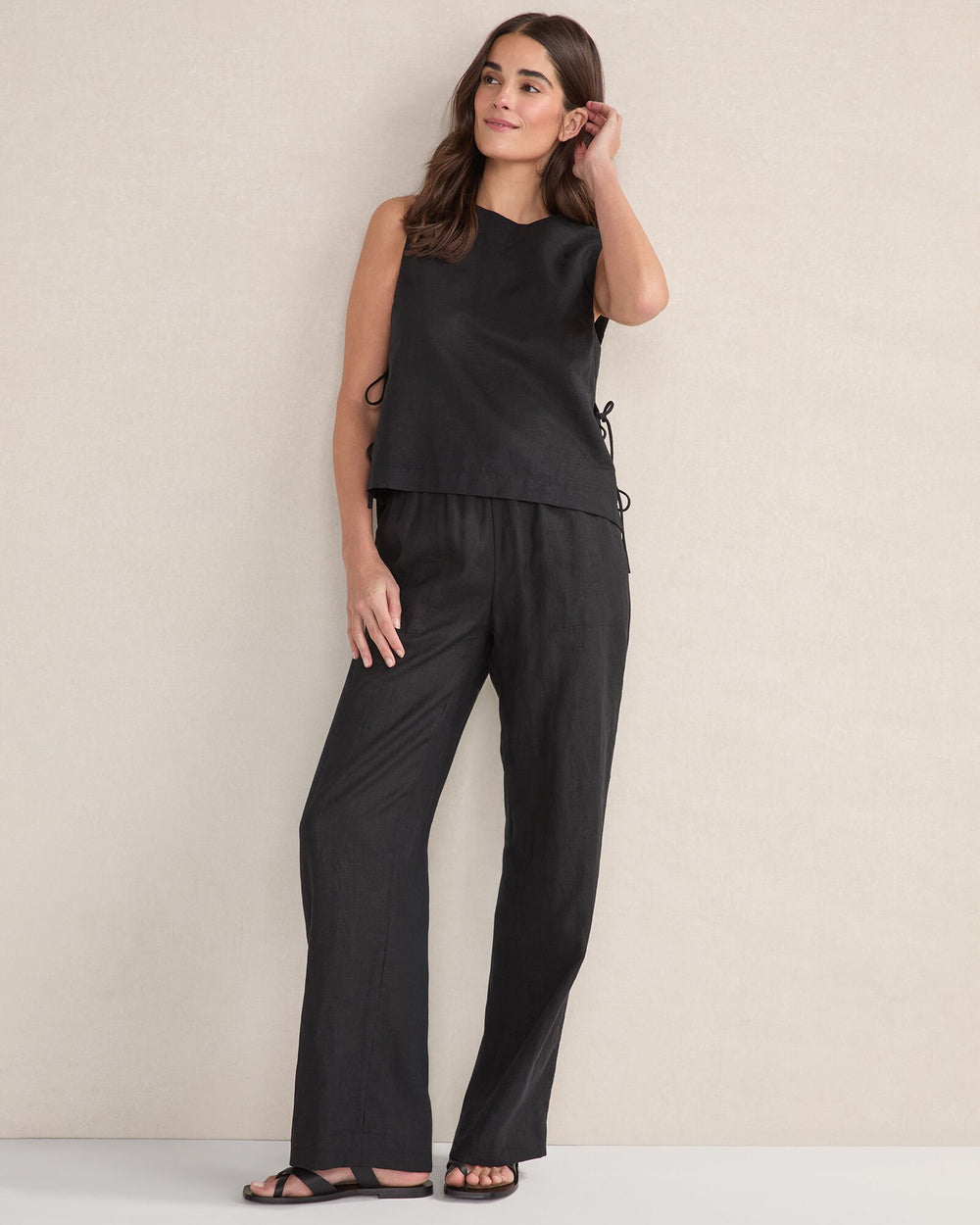 ORGANIC COTTON LINEN SIDE TIE TANK | Talbots online