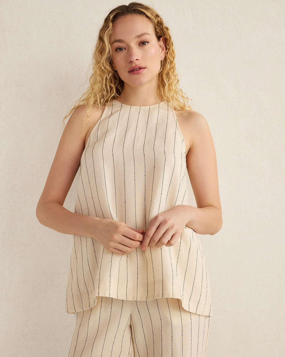LINEN BLEND DOBBY STRIPE TOP | Talbots discount
