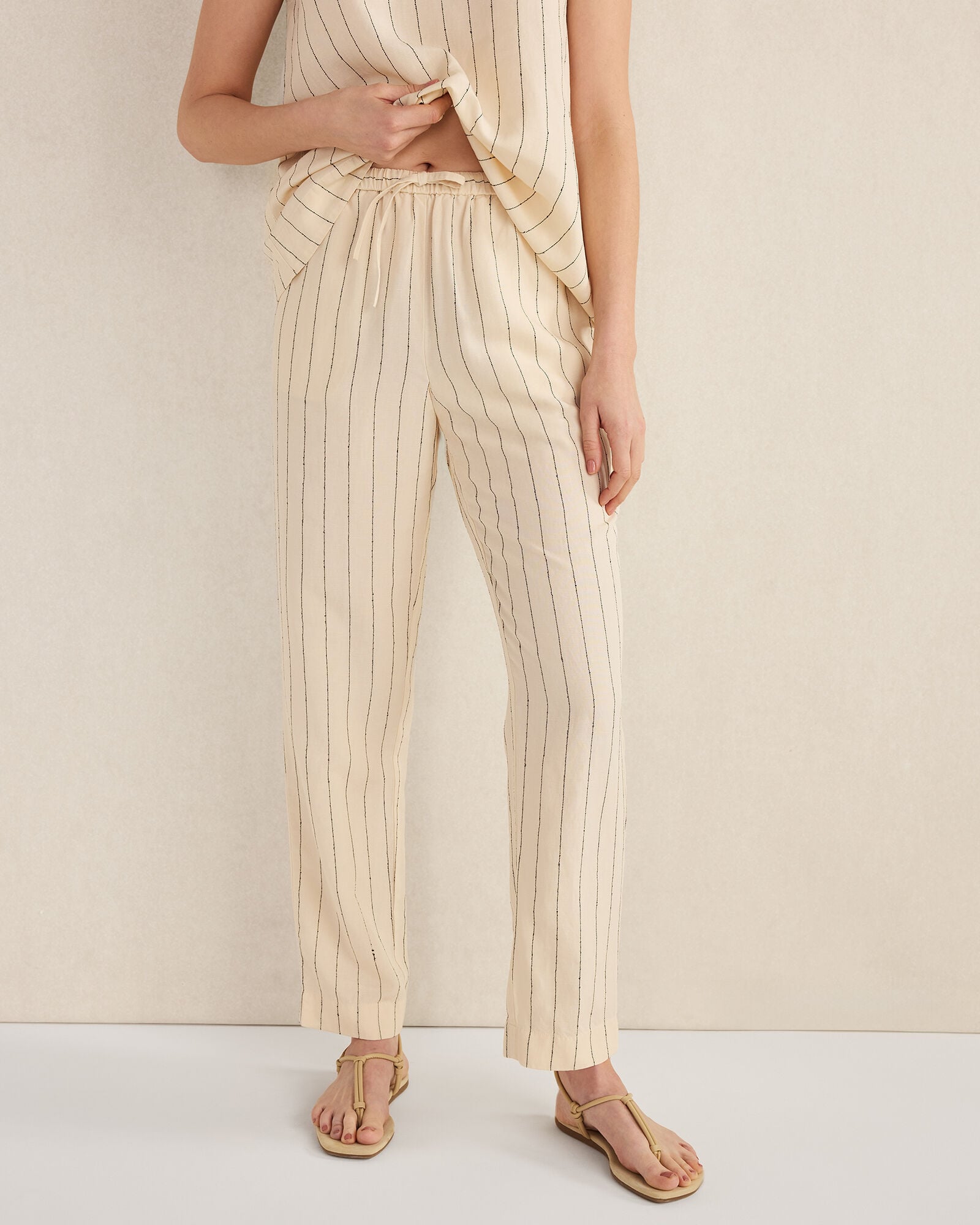LINEN BLEND DOBBY STRIPE PANTS | Talbots outlet