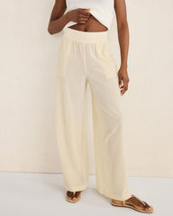 ORGANIC COTTON CRINKLE GAUZE WIDE LEG PANTS | Talbots sale