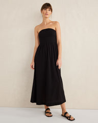 ORGANIC COTTON CRINKLE GAUZE STRAPLESS DRESS | Talbots online