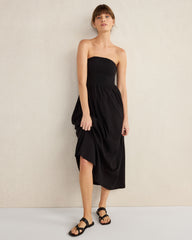 ORGANIC COTTON CRINKLE GAUZE STRAPLESS DRESS | Talbots online
