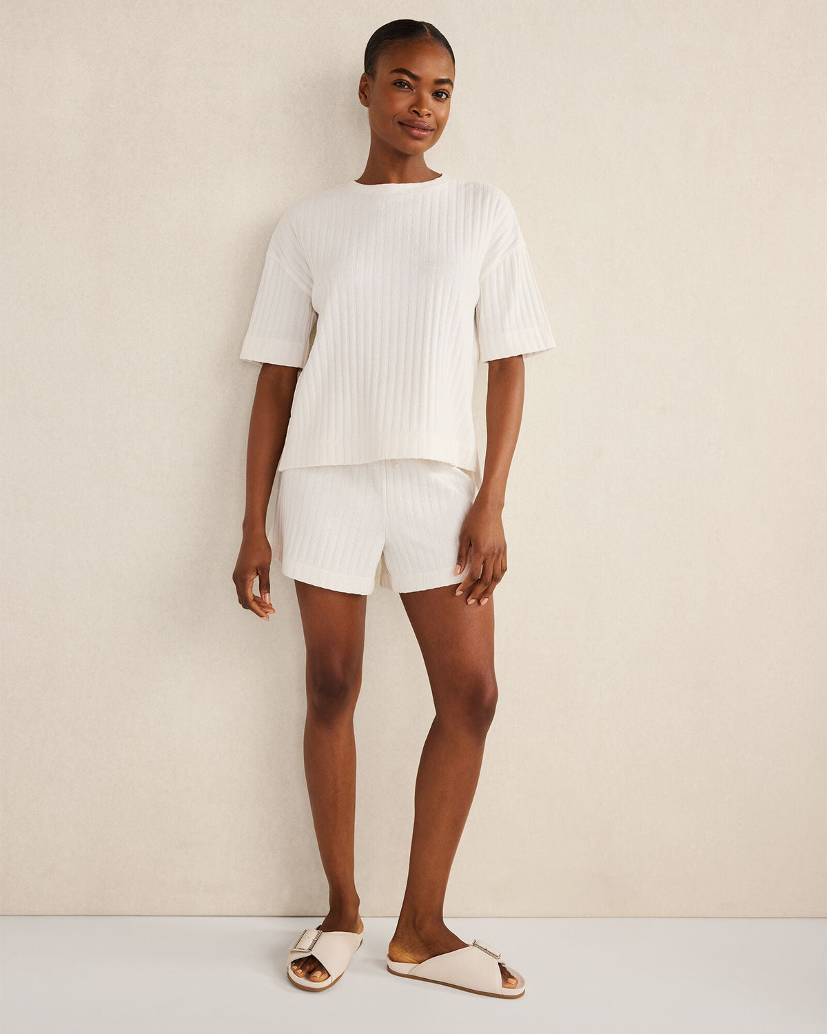 COTTON WIDE RIB SHORT SLEEVE TOP | Talbots on sale